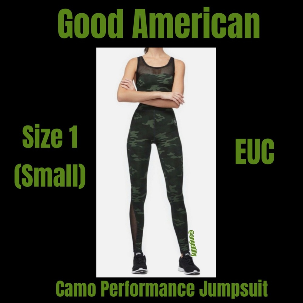 Good American Green Camo Jumpsuit EUC